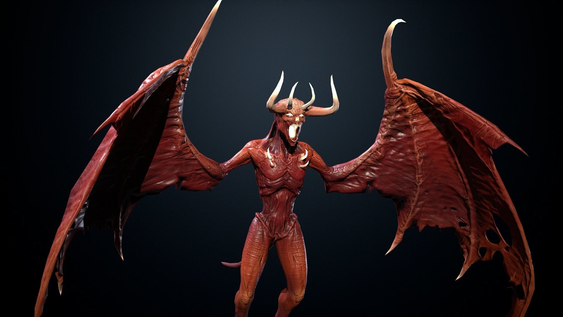 FlyingDemon1 golden demon Low-poly 3D model_17