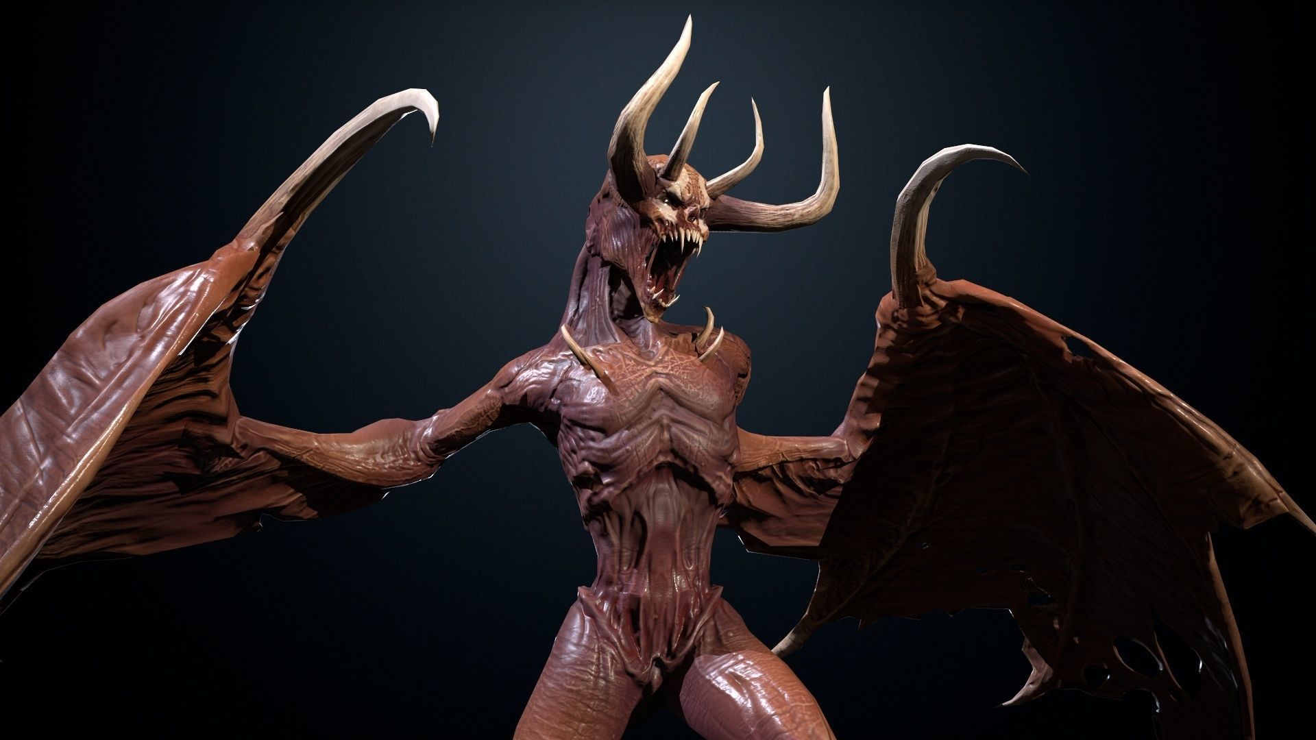 FlyingDemon1 golden demon Low-poly 3D model_7