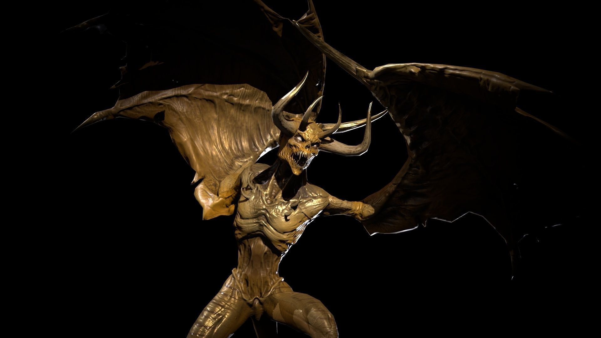 FlyingDemon1 golden demon Low-poly 3D model_24