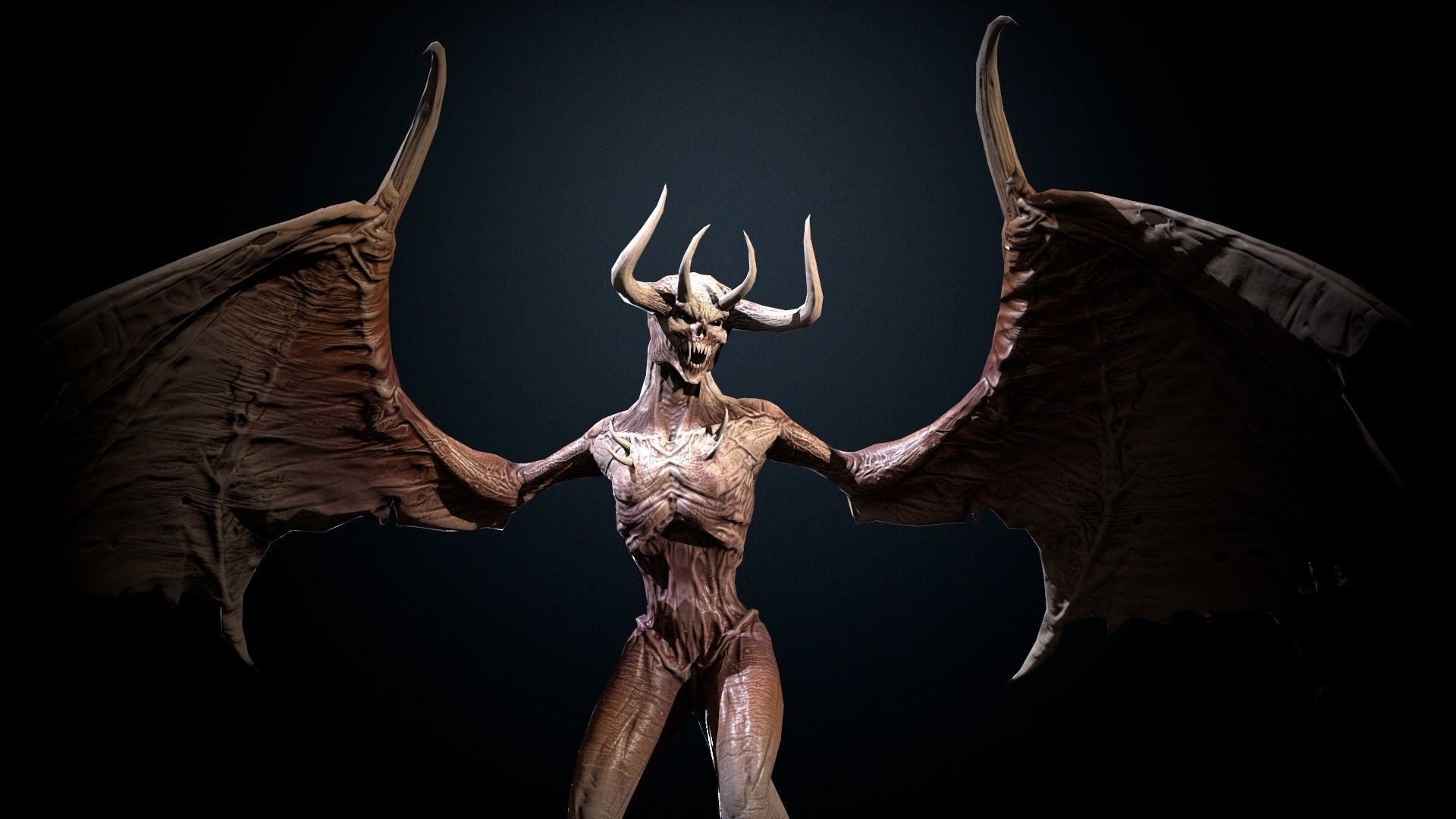 FlyingDemon1 golden demon Low-poly 3D model_5