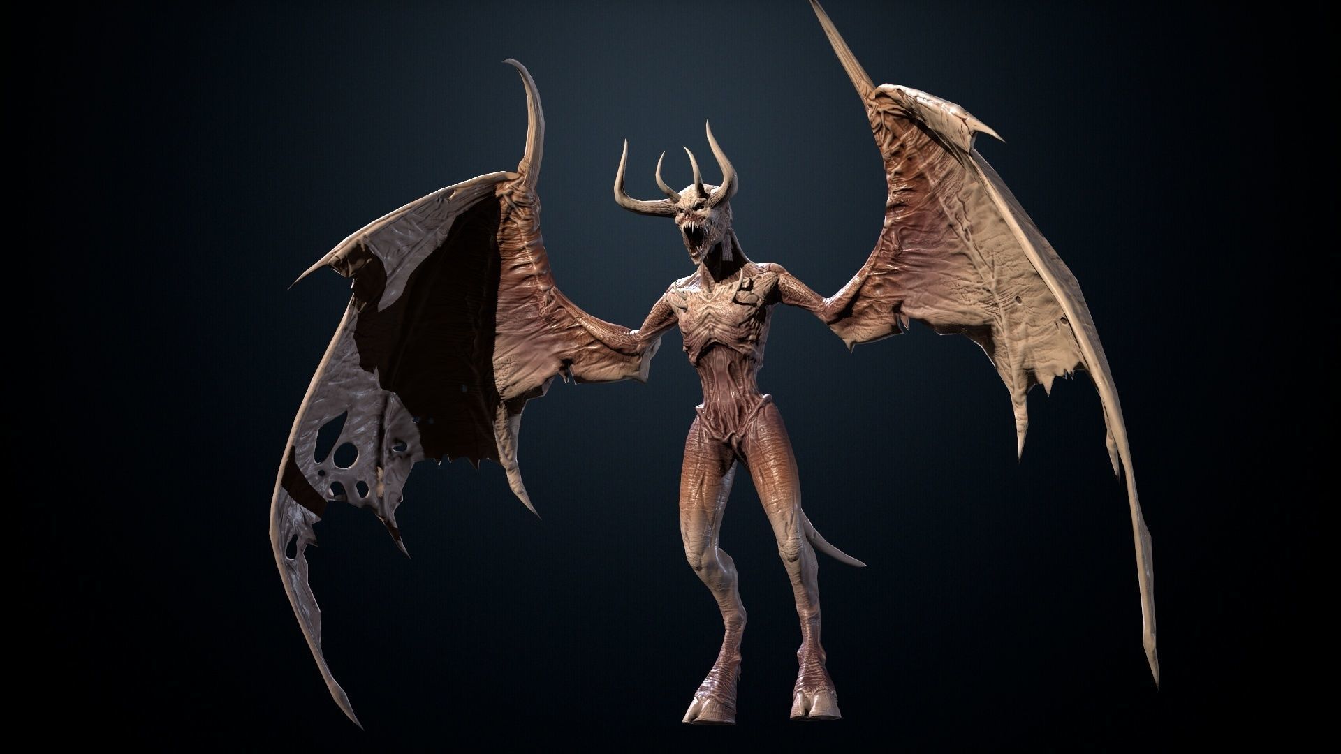 FlyingDemon1 golden demon Low-poly 3D model_23