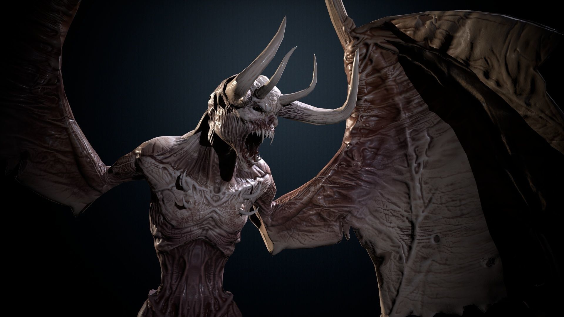 FlyingDemon1 golden demon Low-poly 3D model_8