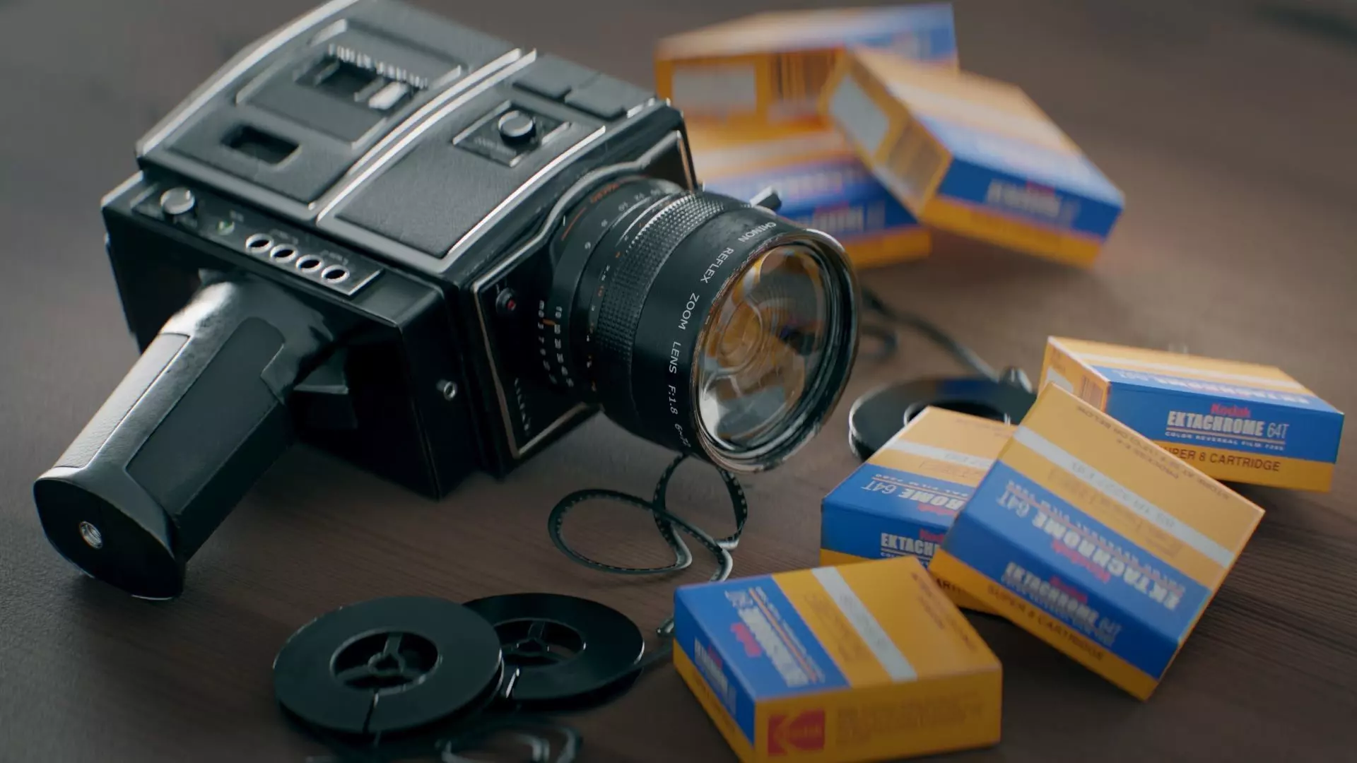 Chinon 8mm Film Camera Model and Scene 3D model_0