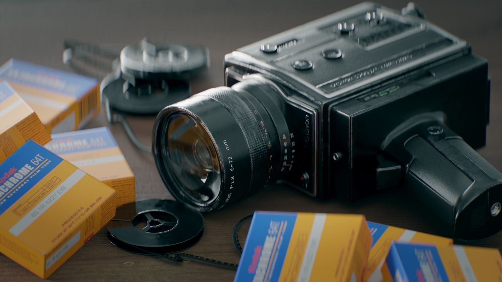 Chinon 8mm Film Camera Model and Scene 3D model_4