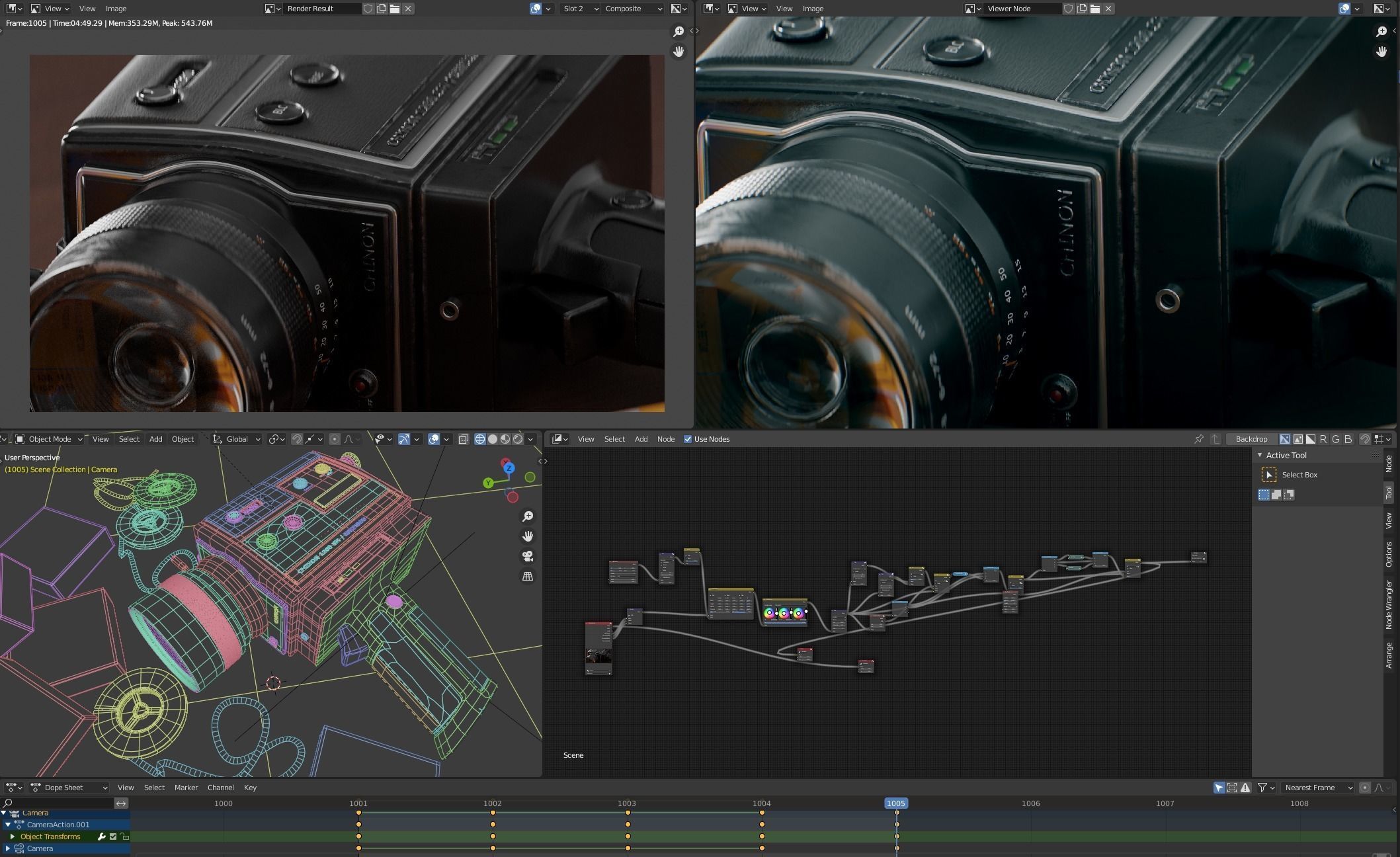Chinon 8mm Film Camera Model and Scene 3D model_6