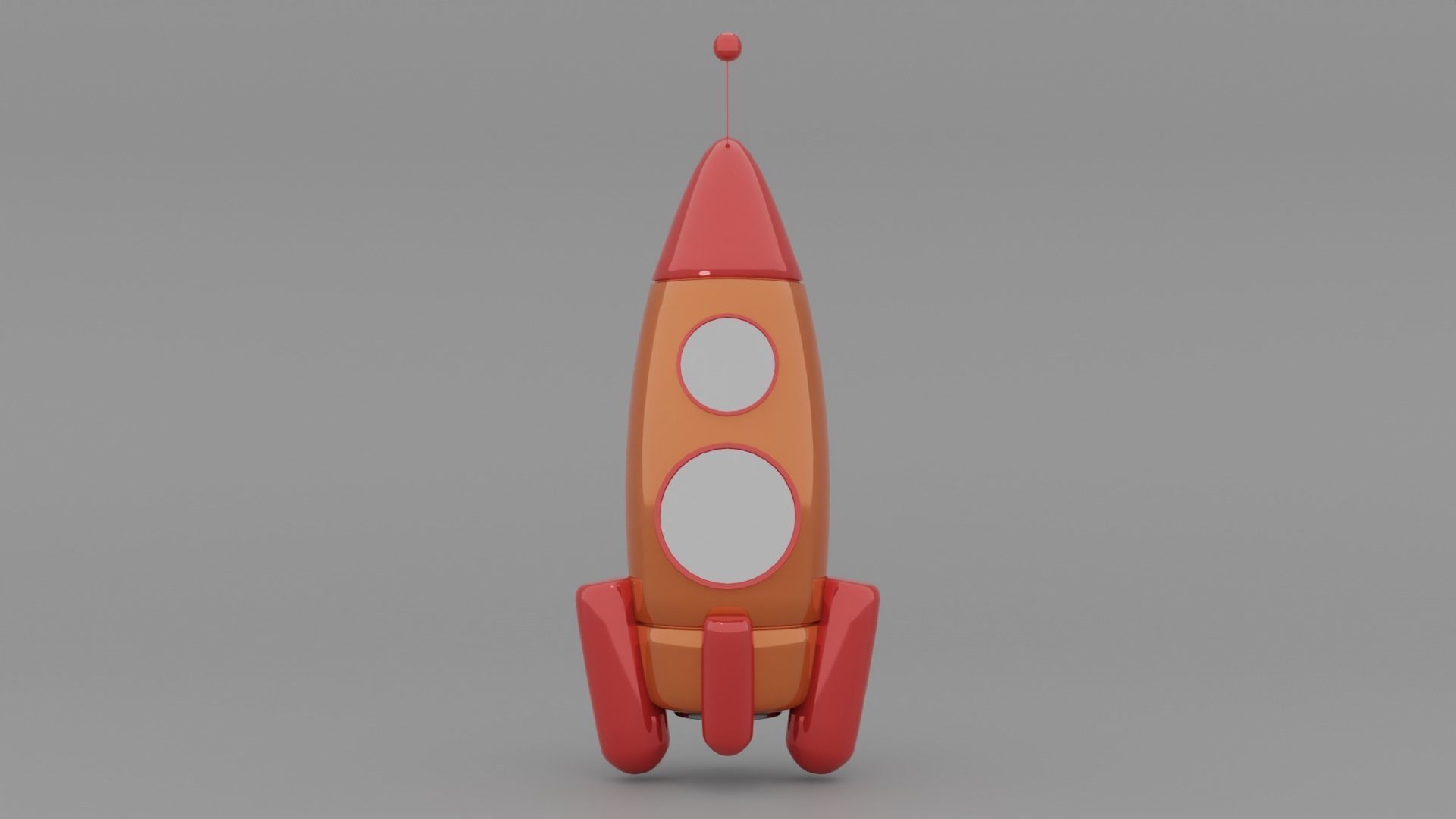 orange rocket Low-poly 3D model_2