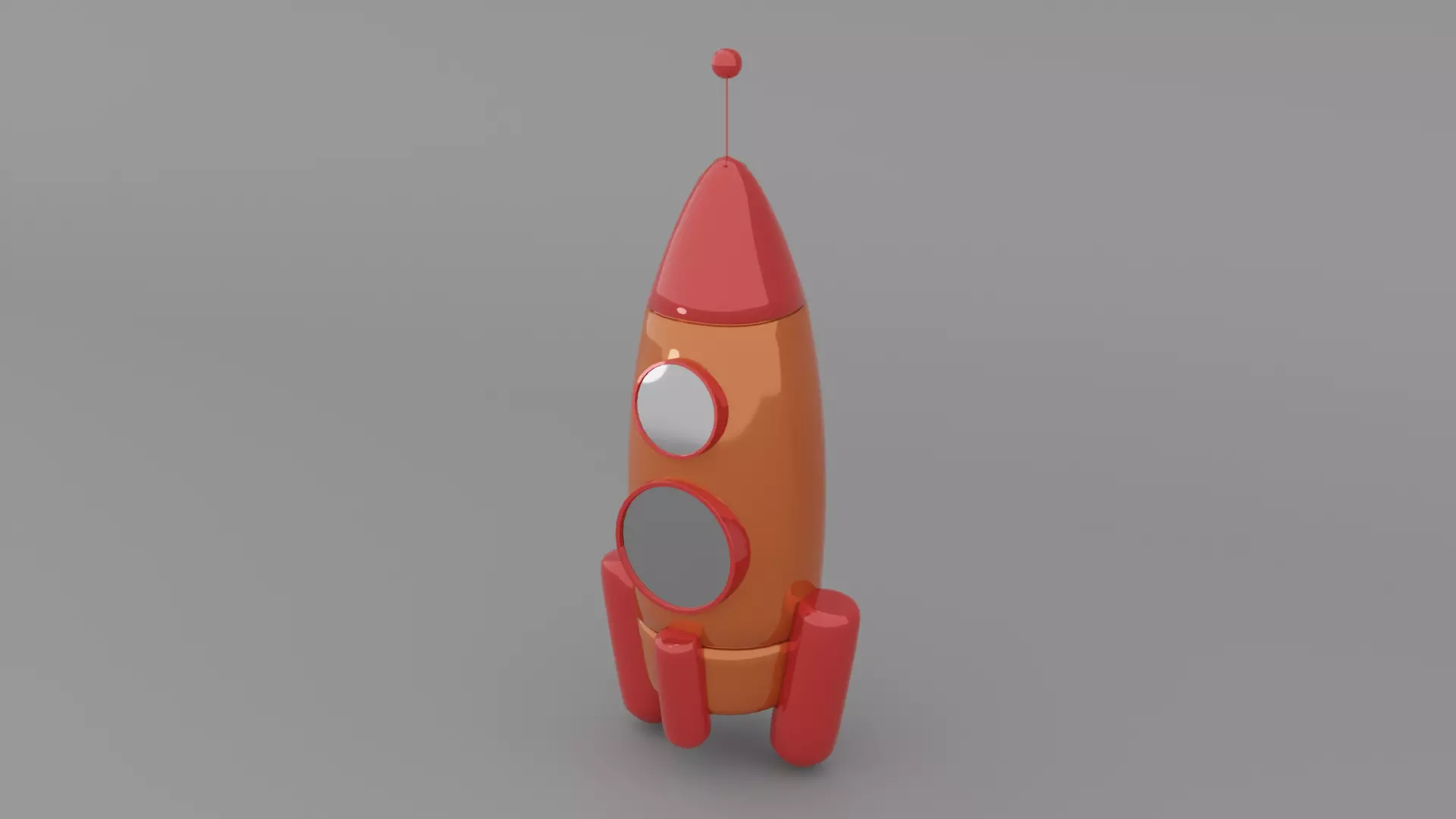 orange rocket Low-poly 3D model_0