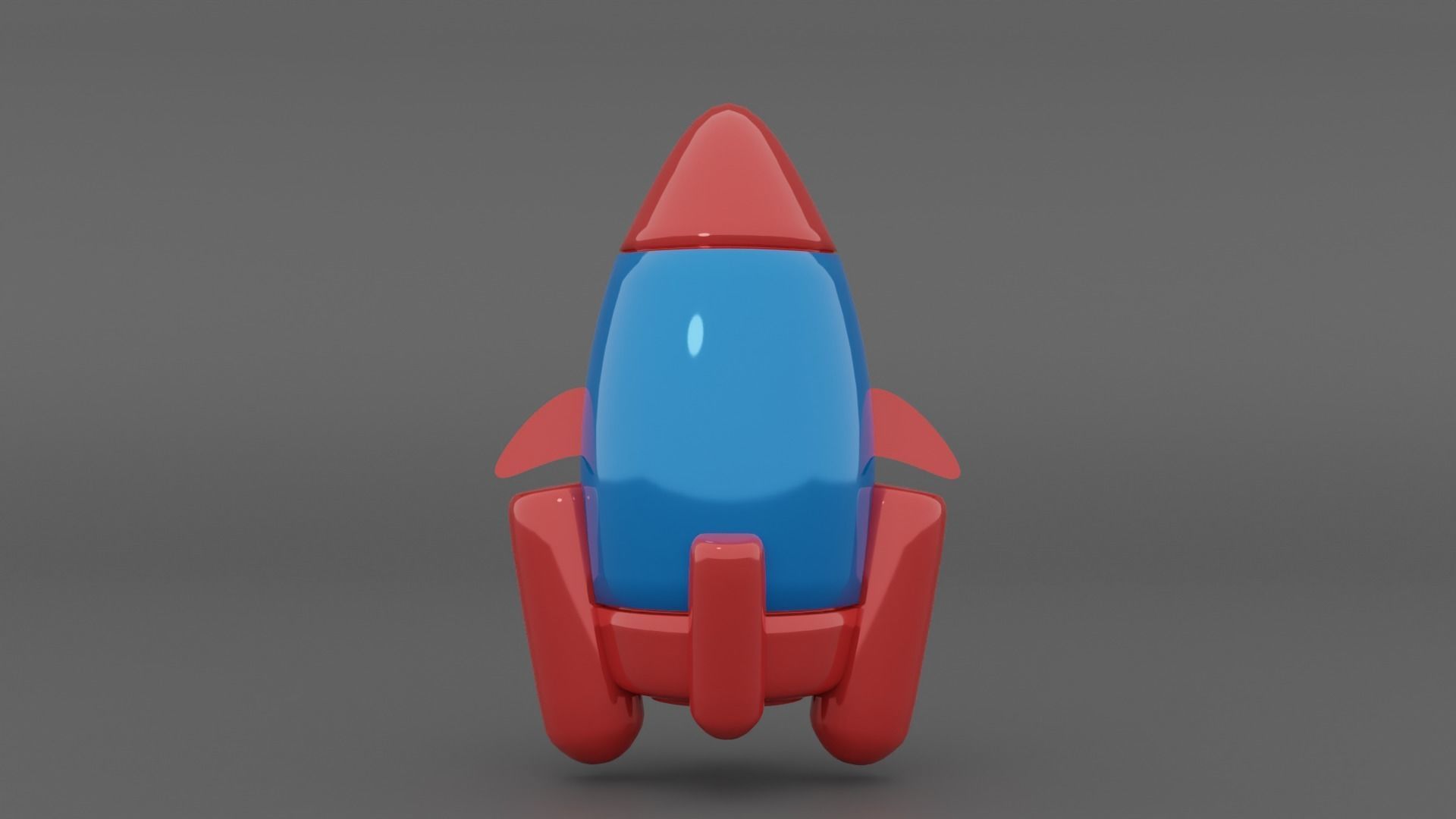 blue rocket Low-poly 3D model_1