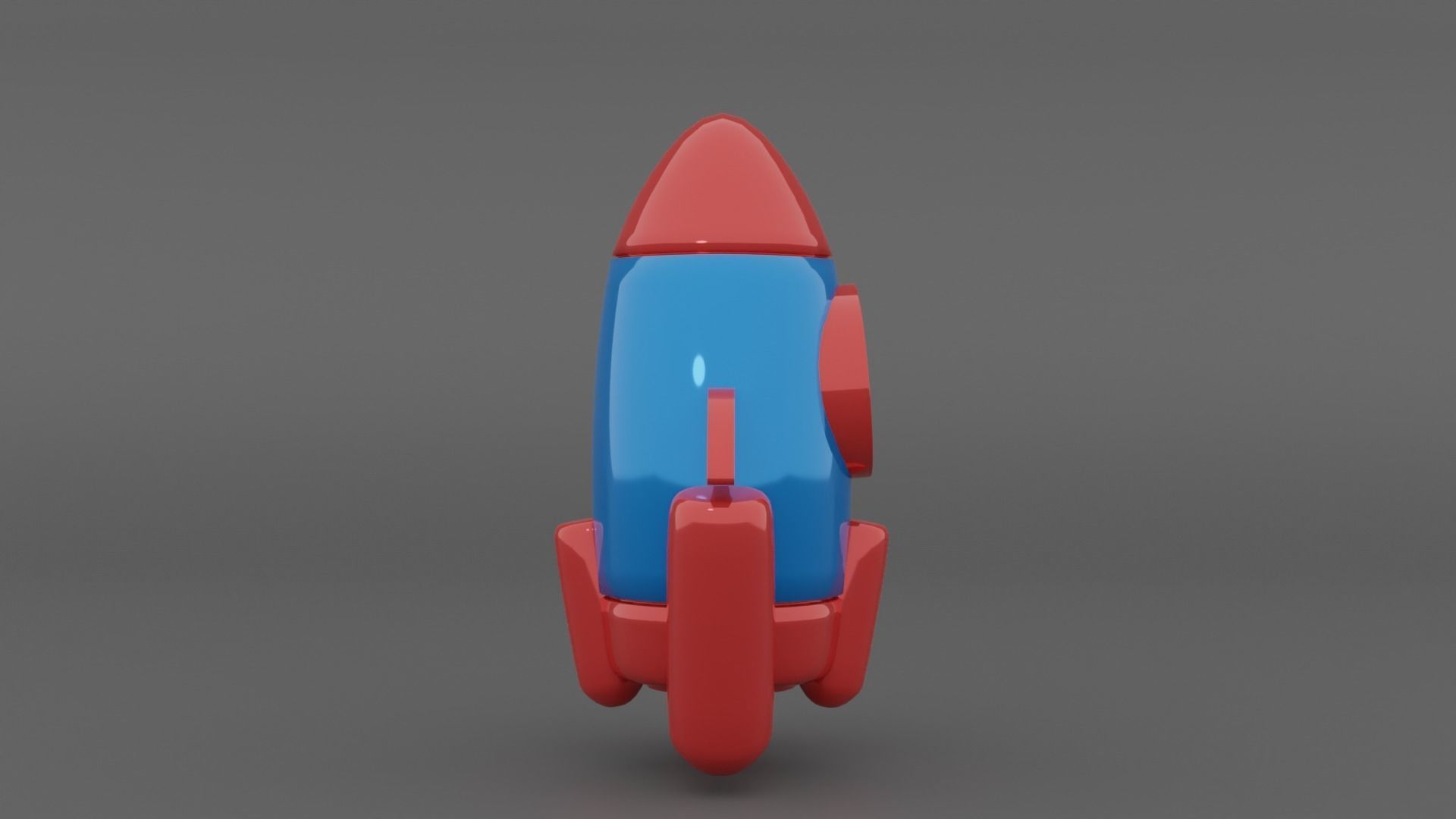 blue rocket Low-poly 3D model_3