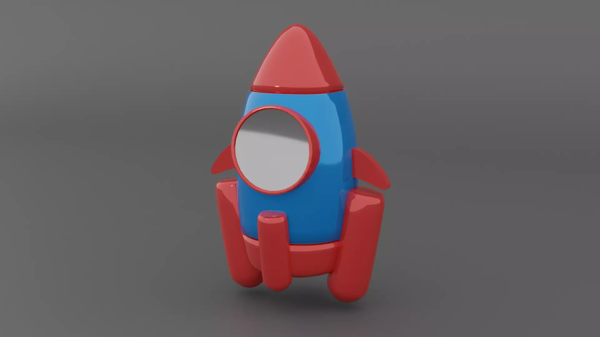 blue rocket Low-poly 3D model_0