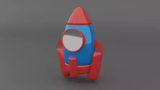 blue rocket Low-poly 3D model