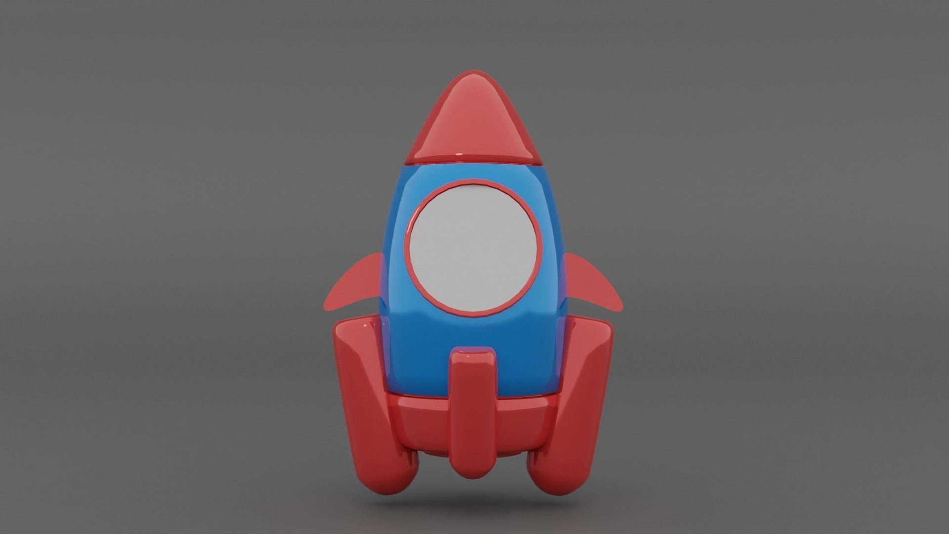 blue rocket Low-poly 3D model_2