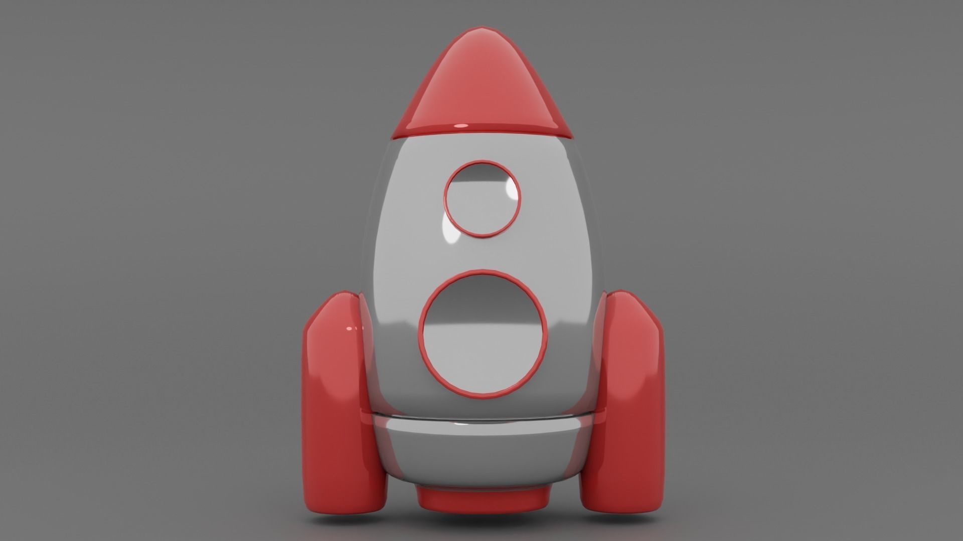 gray rocket Low-poly 3D model_2