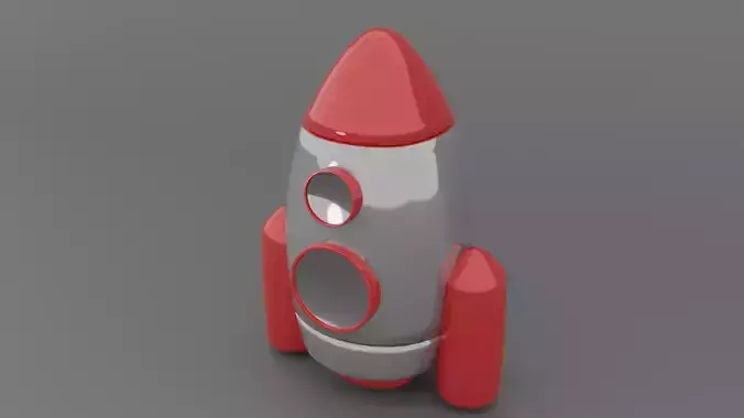 gray rocket Low-poly 3D model