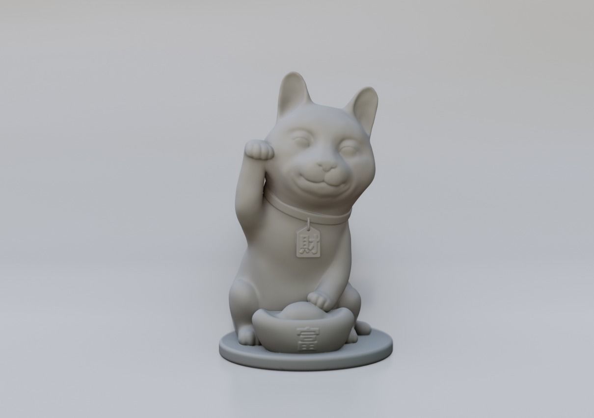 Maneki Cat 3D print model_2