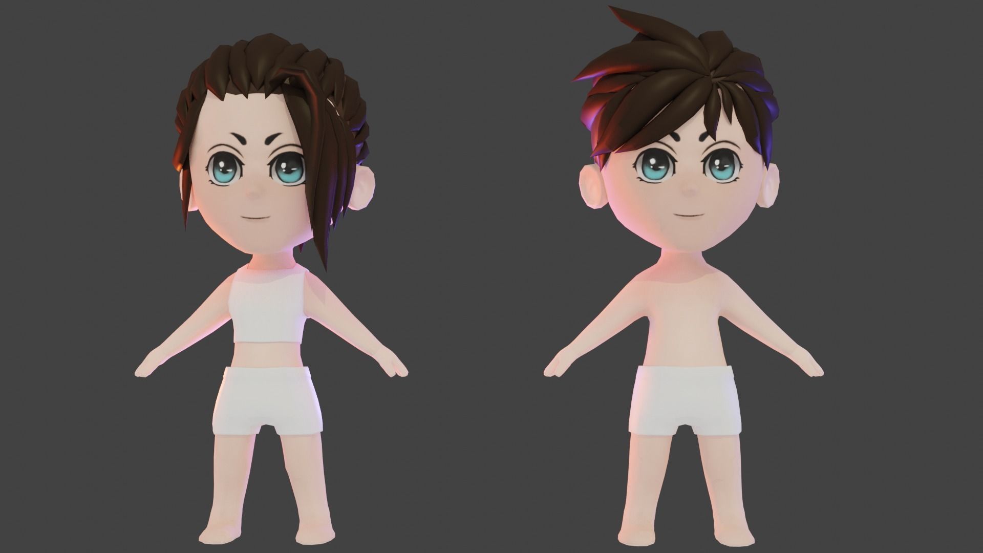 Cartoon Character Base for Games Low-poly 3D model_1