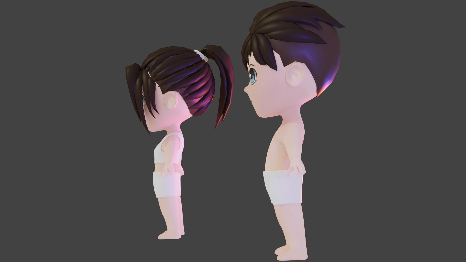 Cartoon Character Base for Games Low-poly 3D model_2