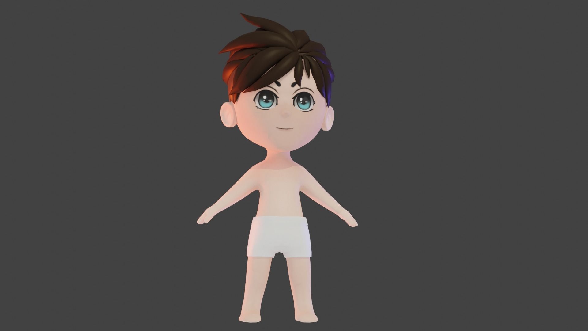 Cartoon Character Base for Games Low-poly 3D model_5