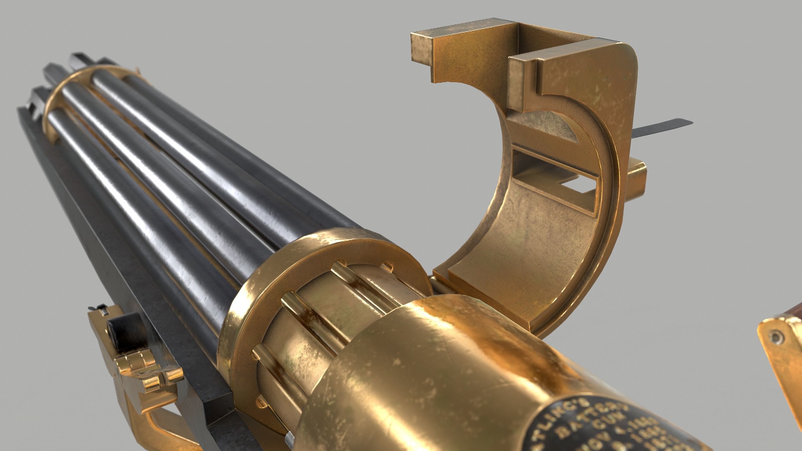 Gatling gun Low-poly 3D model_9