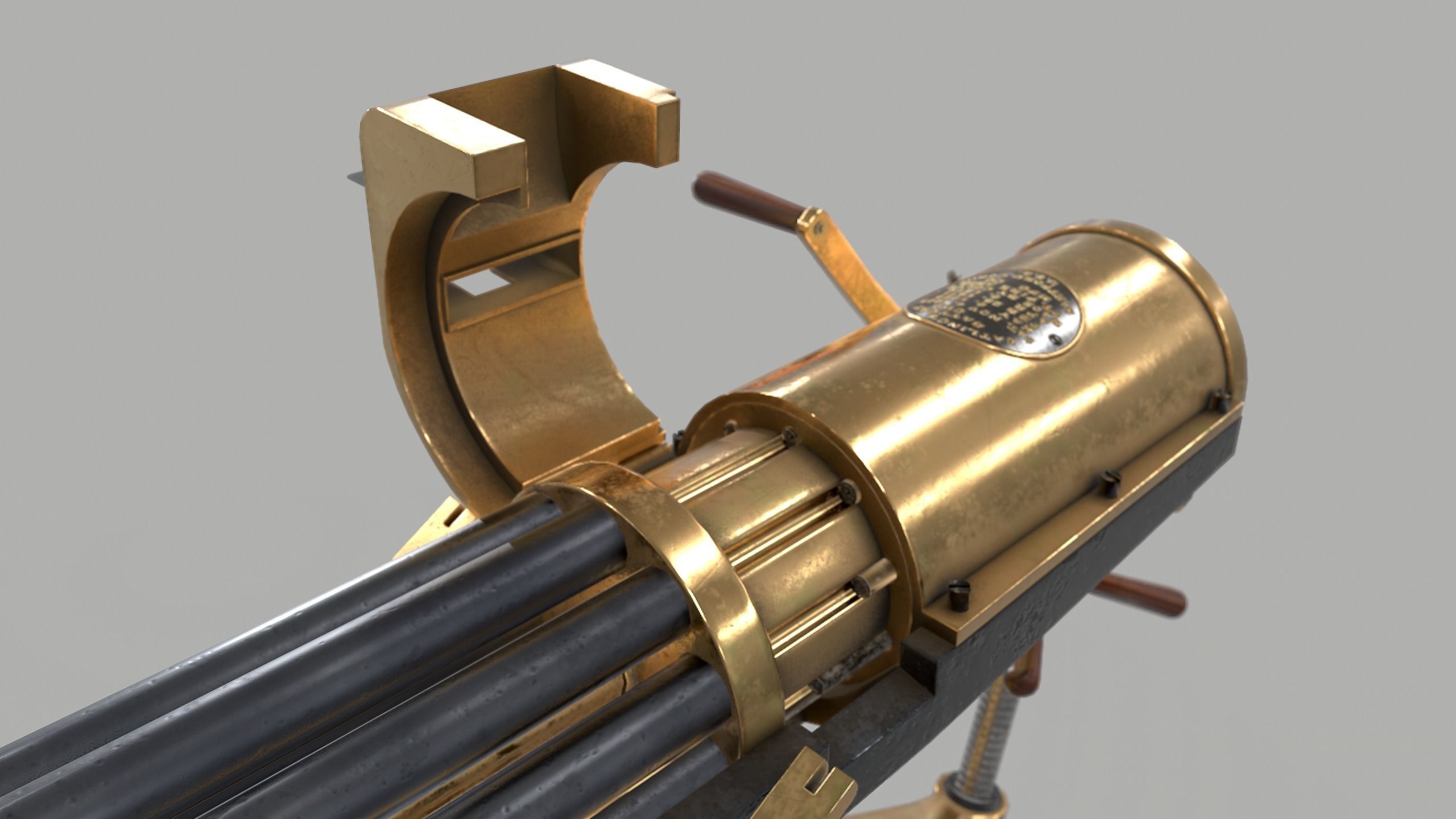 Gatling gun Low-poly 3D model_8