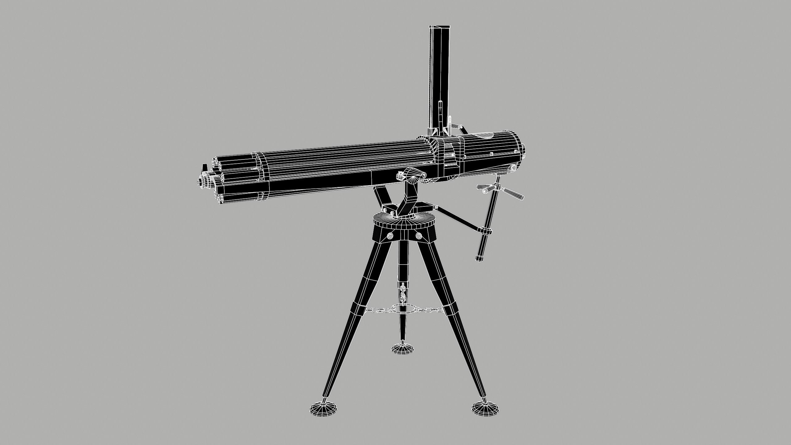 Gatling gun Low-poly 3D model_10