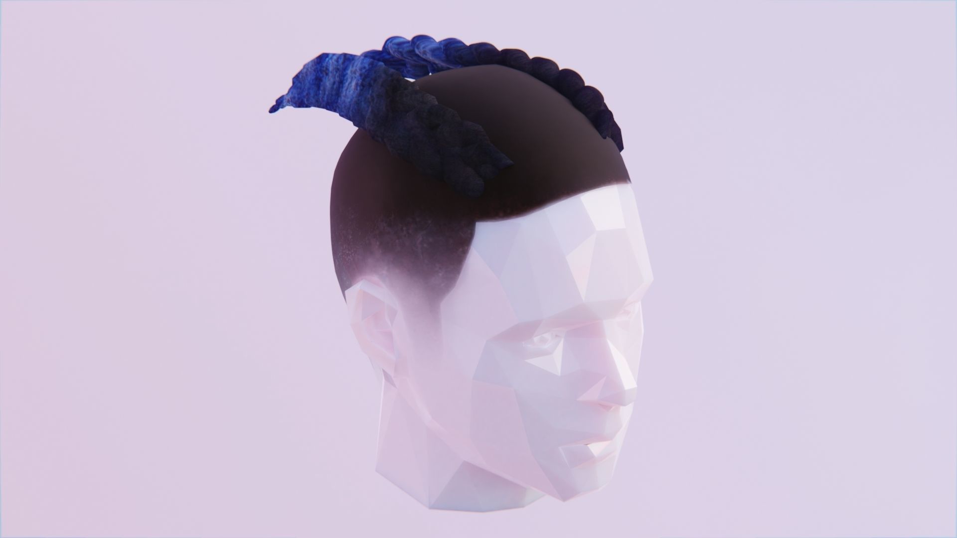 XXXtentacion Fishtail Braids Low-poly 3D model_2