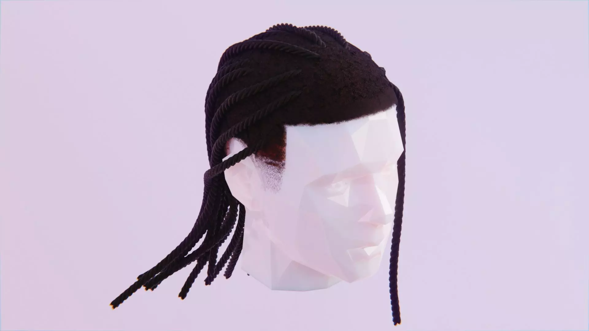 Long Dreads 3 - Braided Low-poly 3D model_0