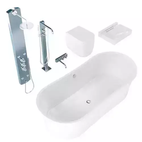 Assorted Bathroom Fixtures Shower Bathtub 3D model