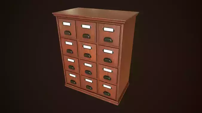 Vintage File  Drawer Cabinet Low-poly 3D model