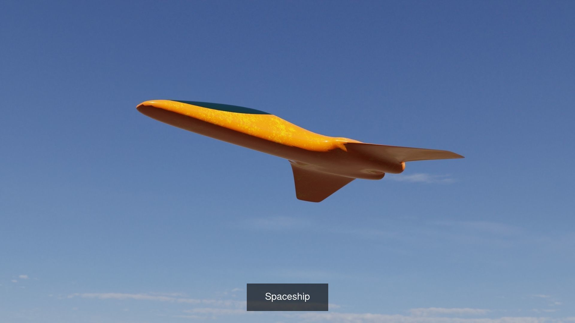 Spaceship orange spacecraft flying in sky 3D Model Collection_9