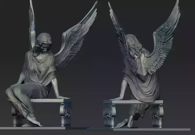 angel beautiful woman on chair 3D print model