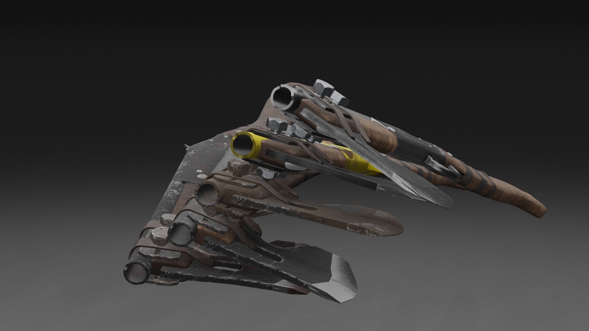 Shotgun-Axe PBR Game READY gun with blood Low-poly 3D model_7