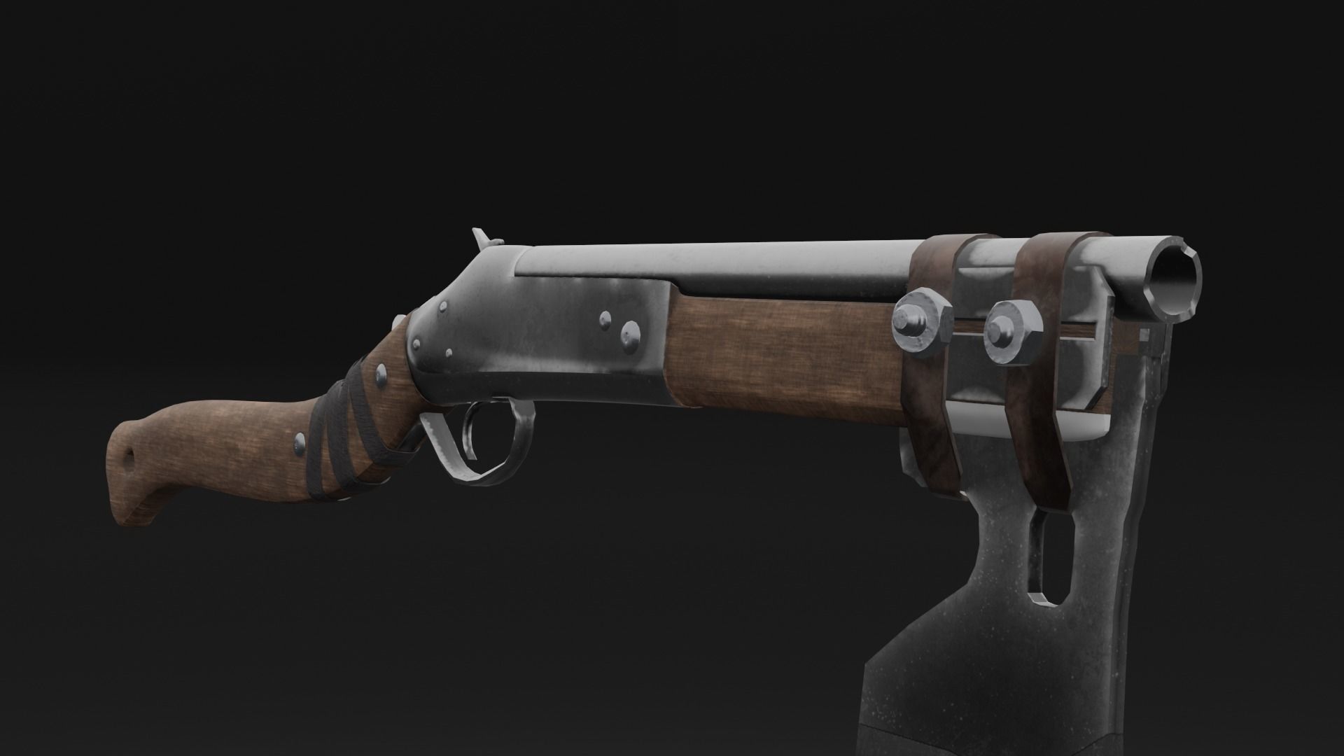 Shotgun-Axe PBR Game READY gun with blood Low-poly 3D model_12
