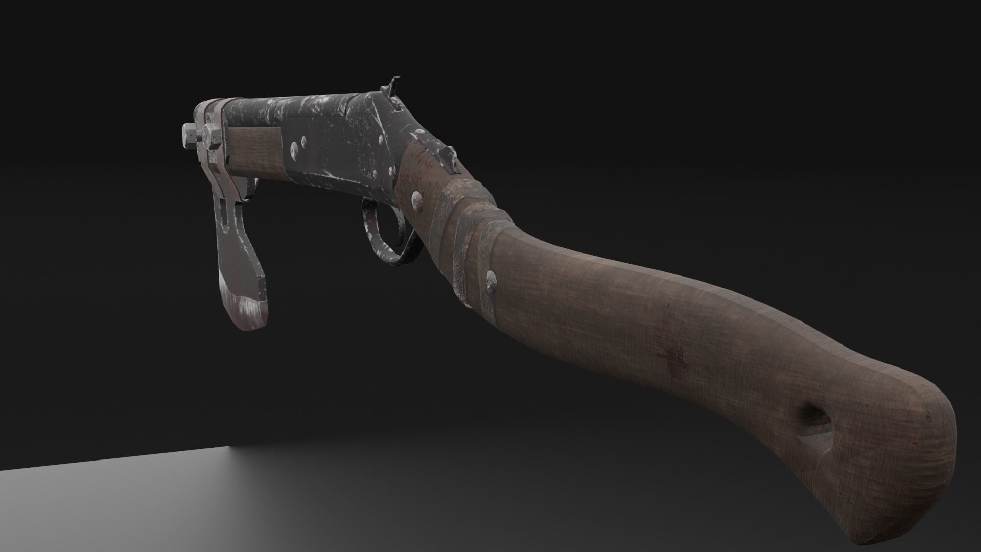 Shotgun-Axe PBR Game READY gun with blood Low-poly 3D model_4