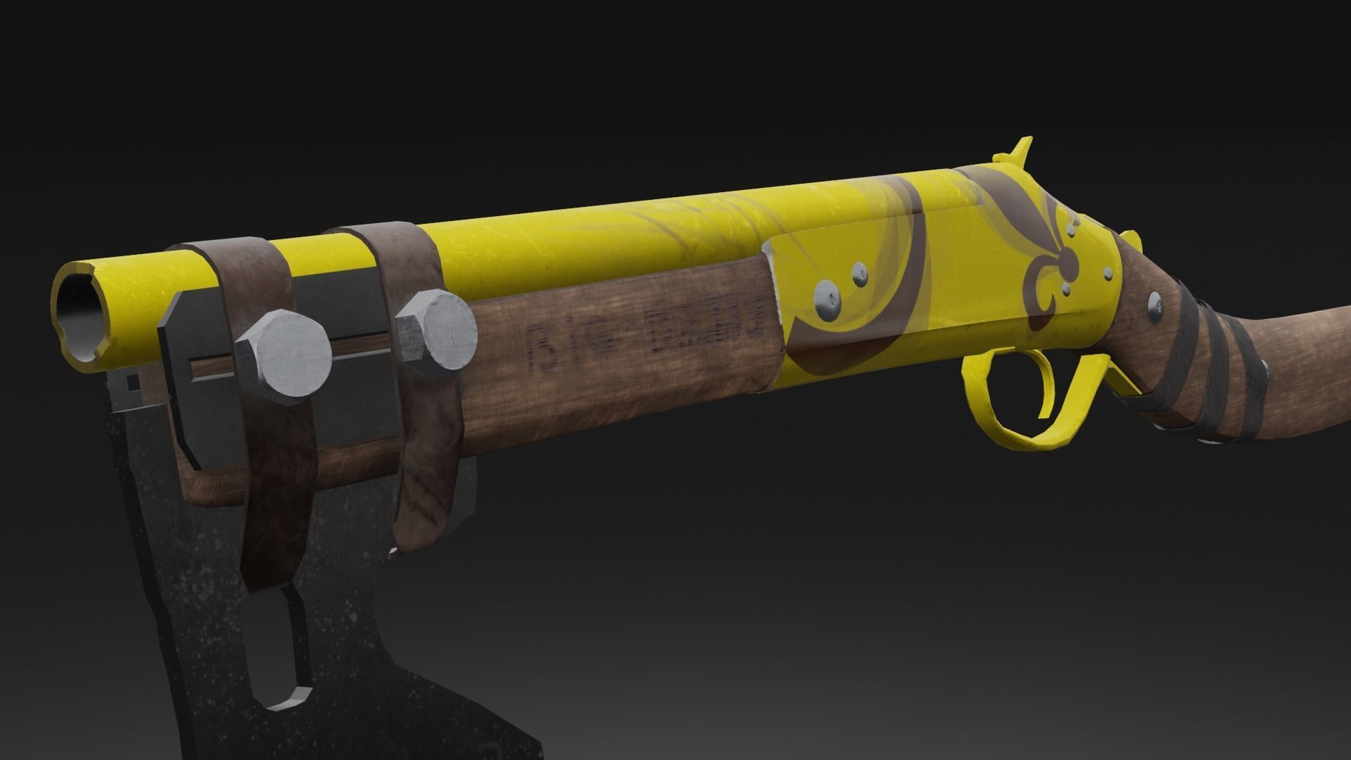 Shotgun-Axe PBR Game READY gun with blood Low-poly 3D model_10