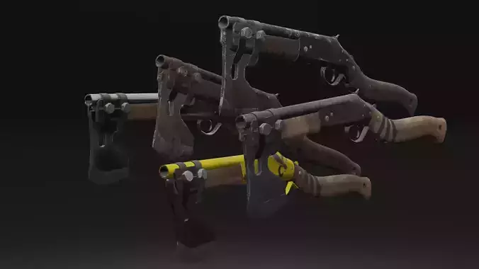 Shotgun-Axe PBR Game READY gun with blood