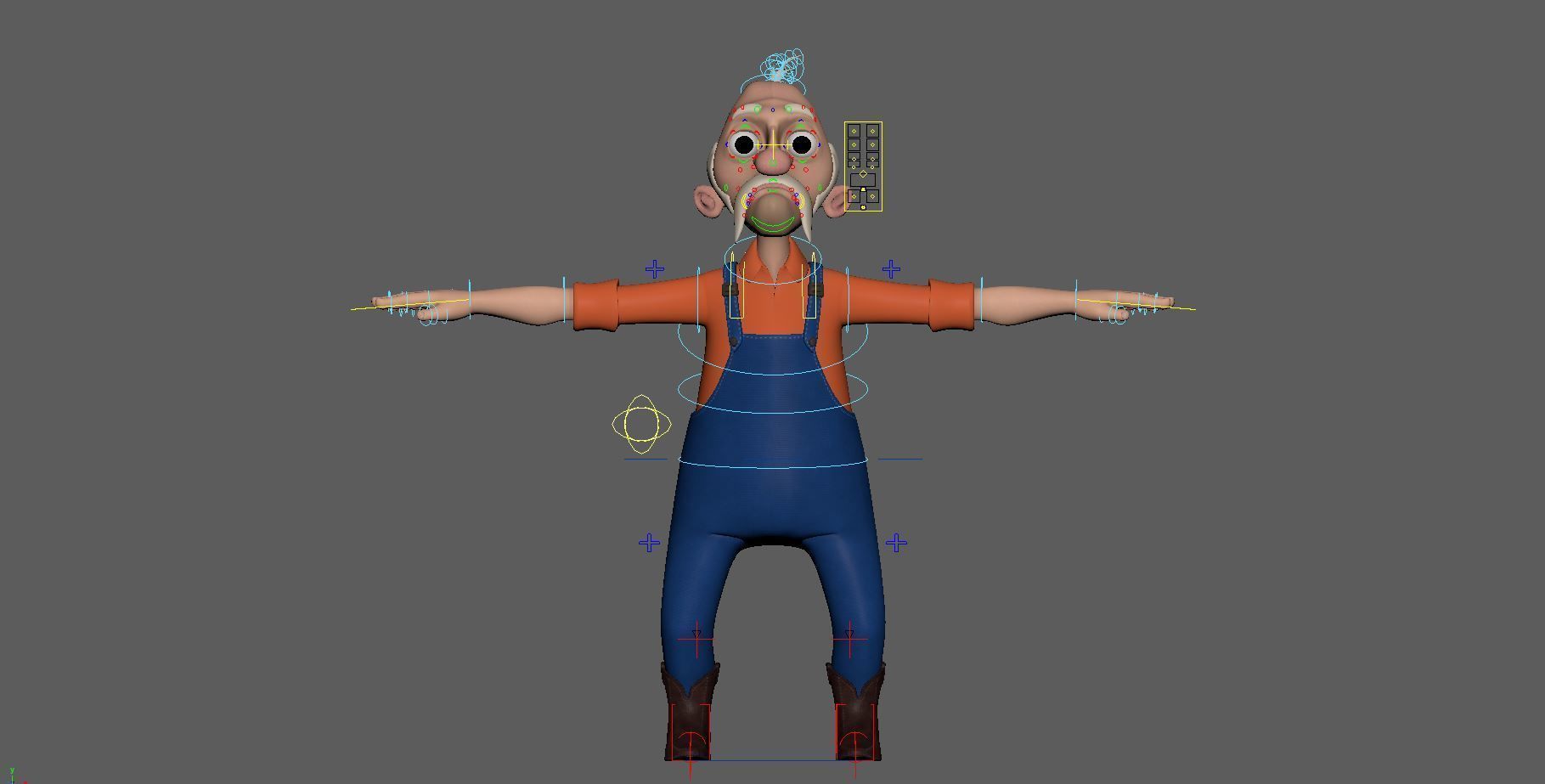 Farmer old man in overalls 3D model_10