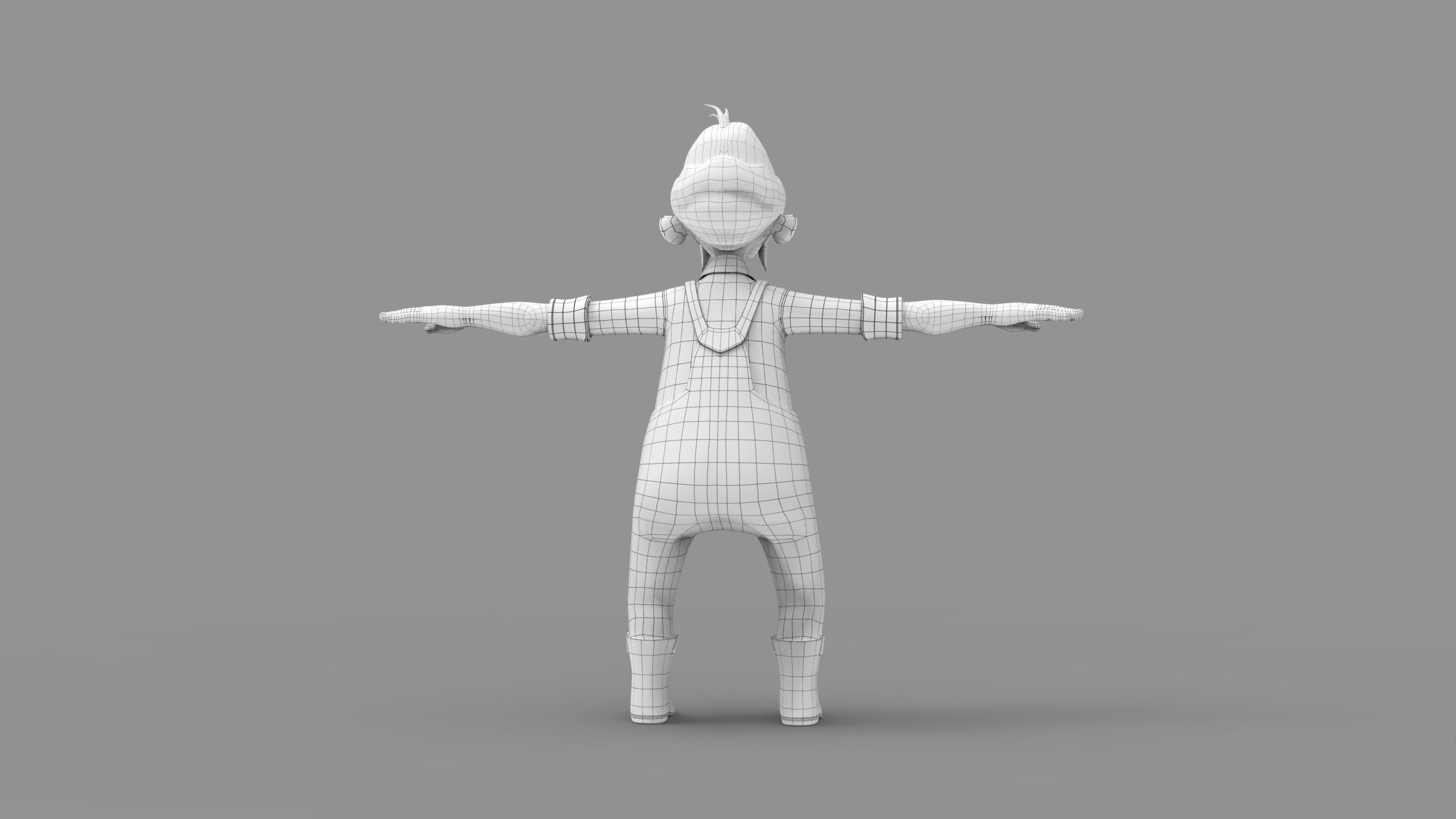 Farmer old man in overalls 3D model_9