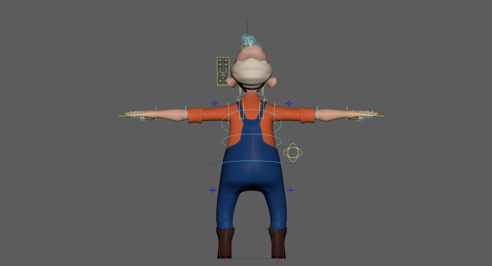 Farmer old man in overalls 3D model_11