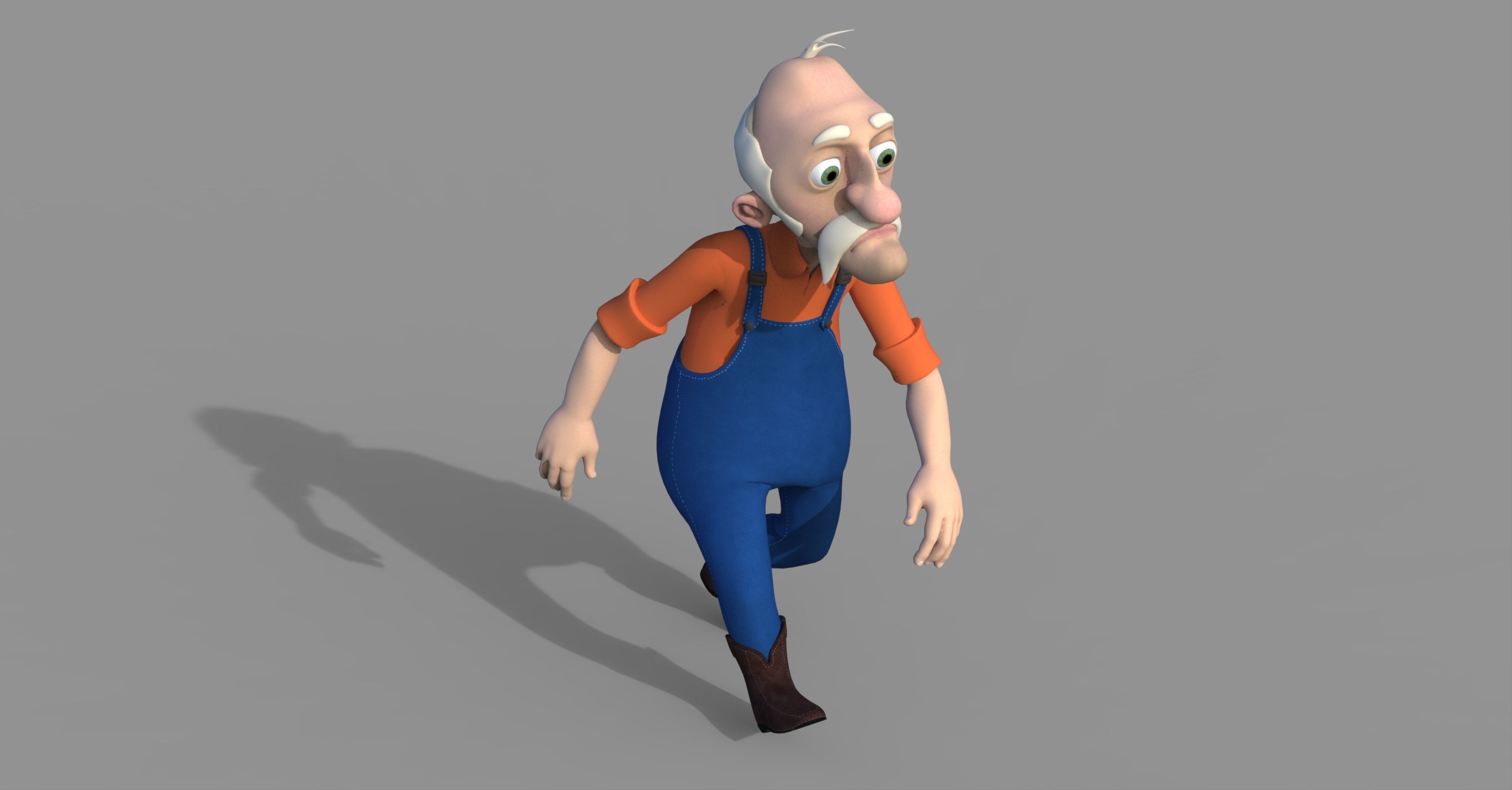 Farmer old man in overalls 3D model_7