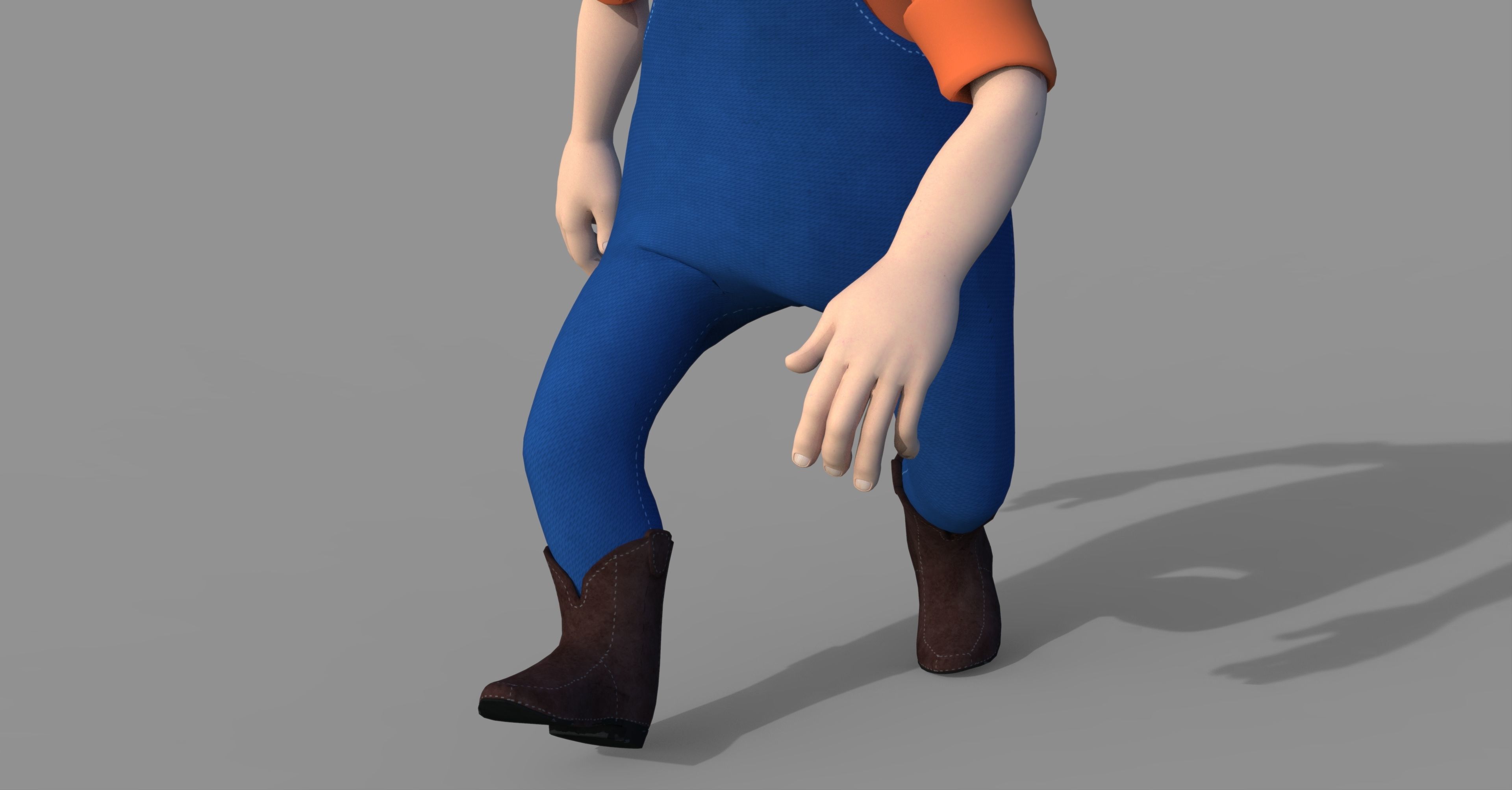 Farmer old man in overalls 3D model_4