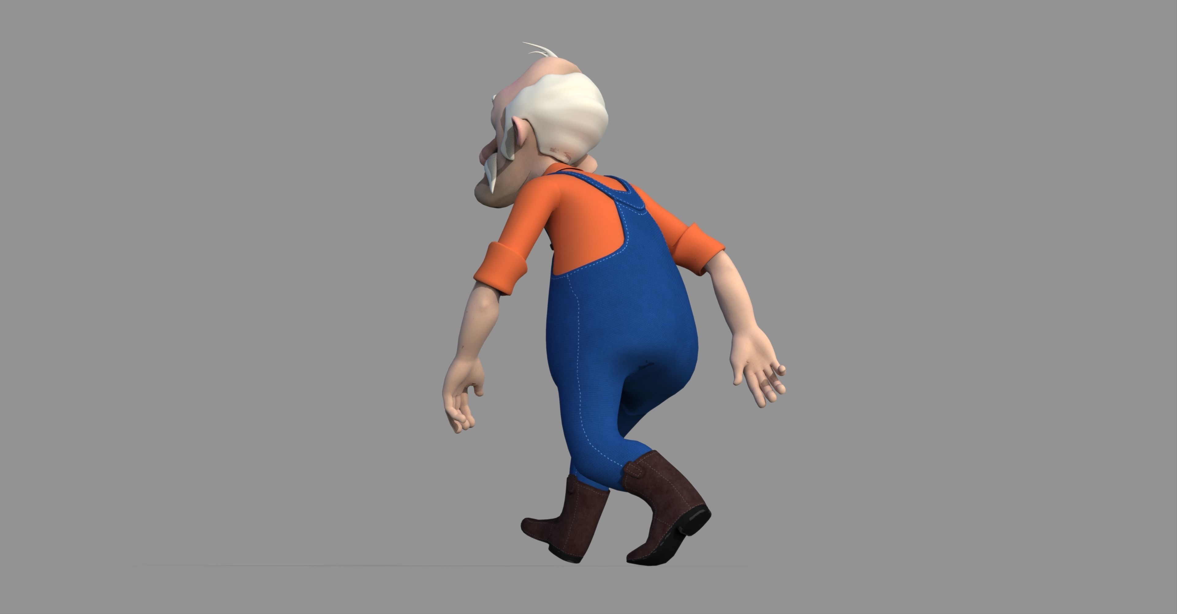 Farmer old man in overalls 3D model_6