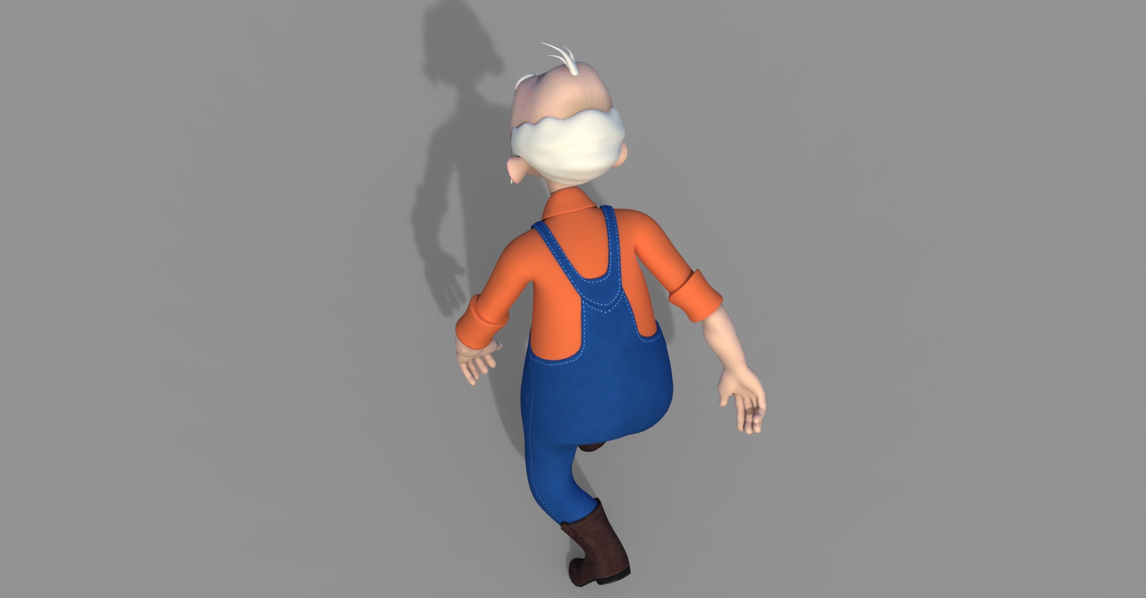 Farmer old man in overalls 3D model_5
