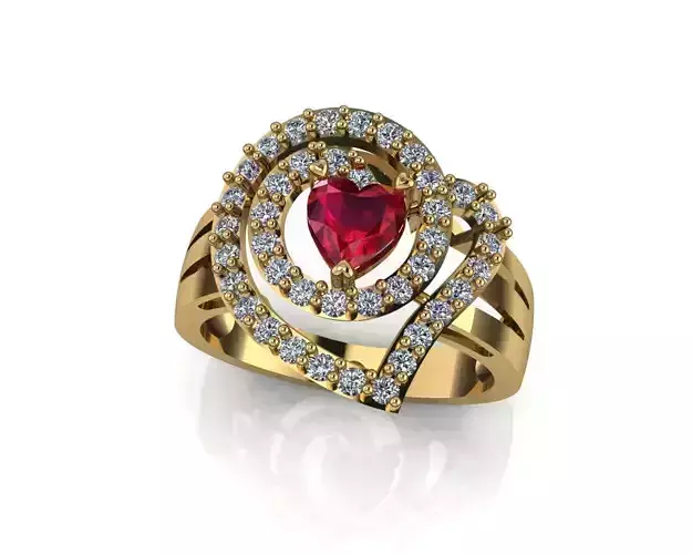 Classy heart engagement ring 3D print model