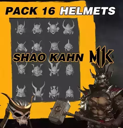 Pack with 16 Helmets of Shao Kahn Mk11 - 3D print model