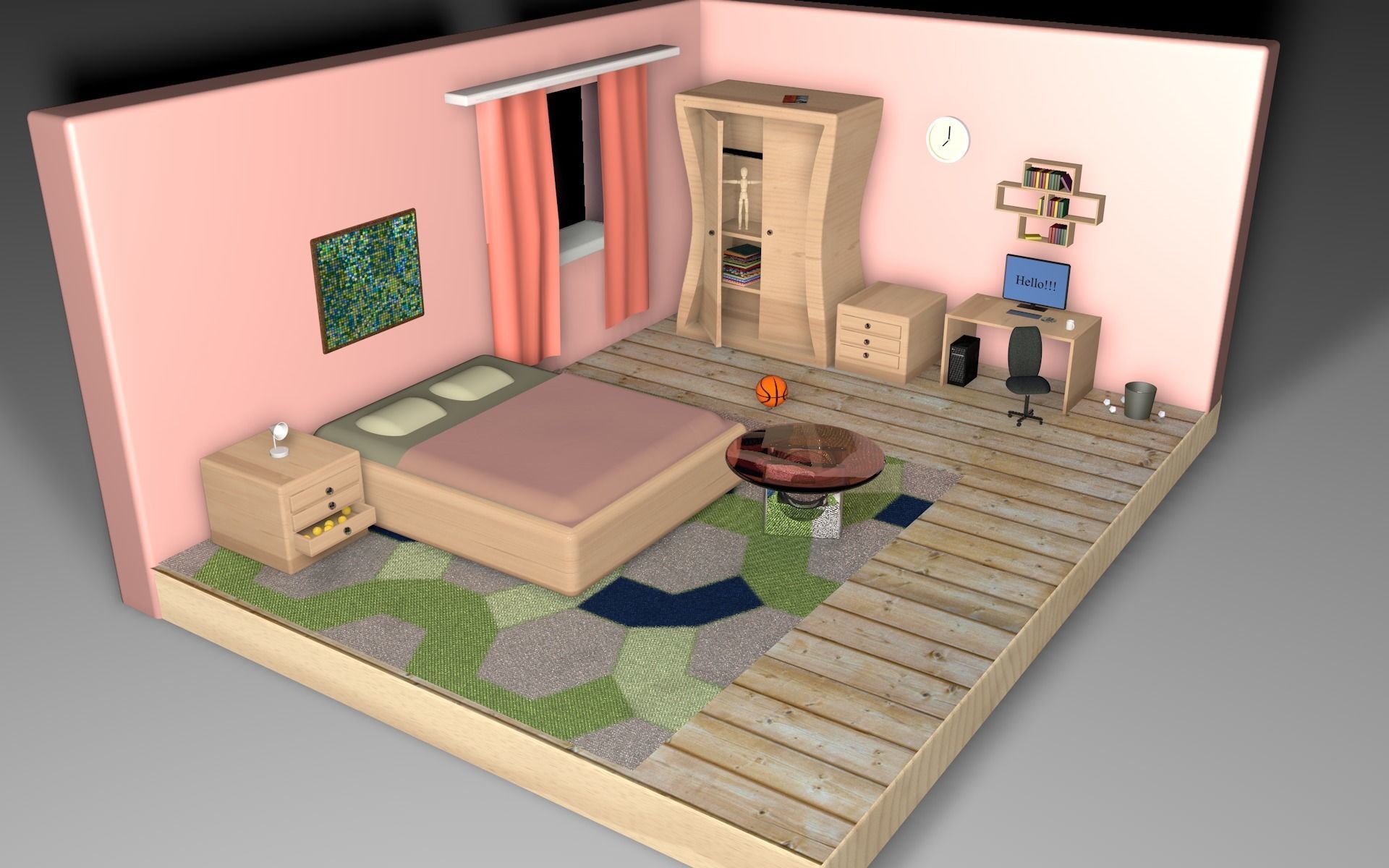 Miniature room model 3D model_0