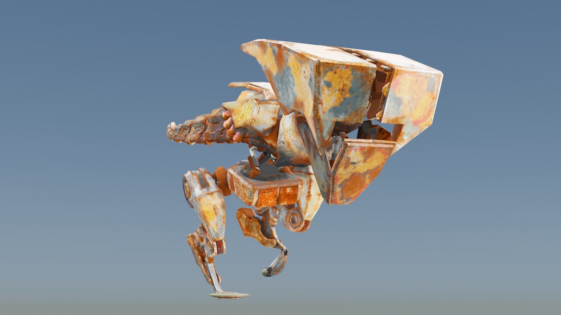 Futuristic Raptoid Dinosaur Rigged Animated Low-poly 3D model_4