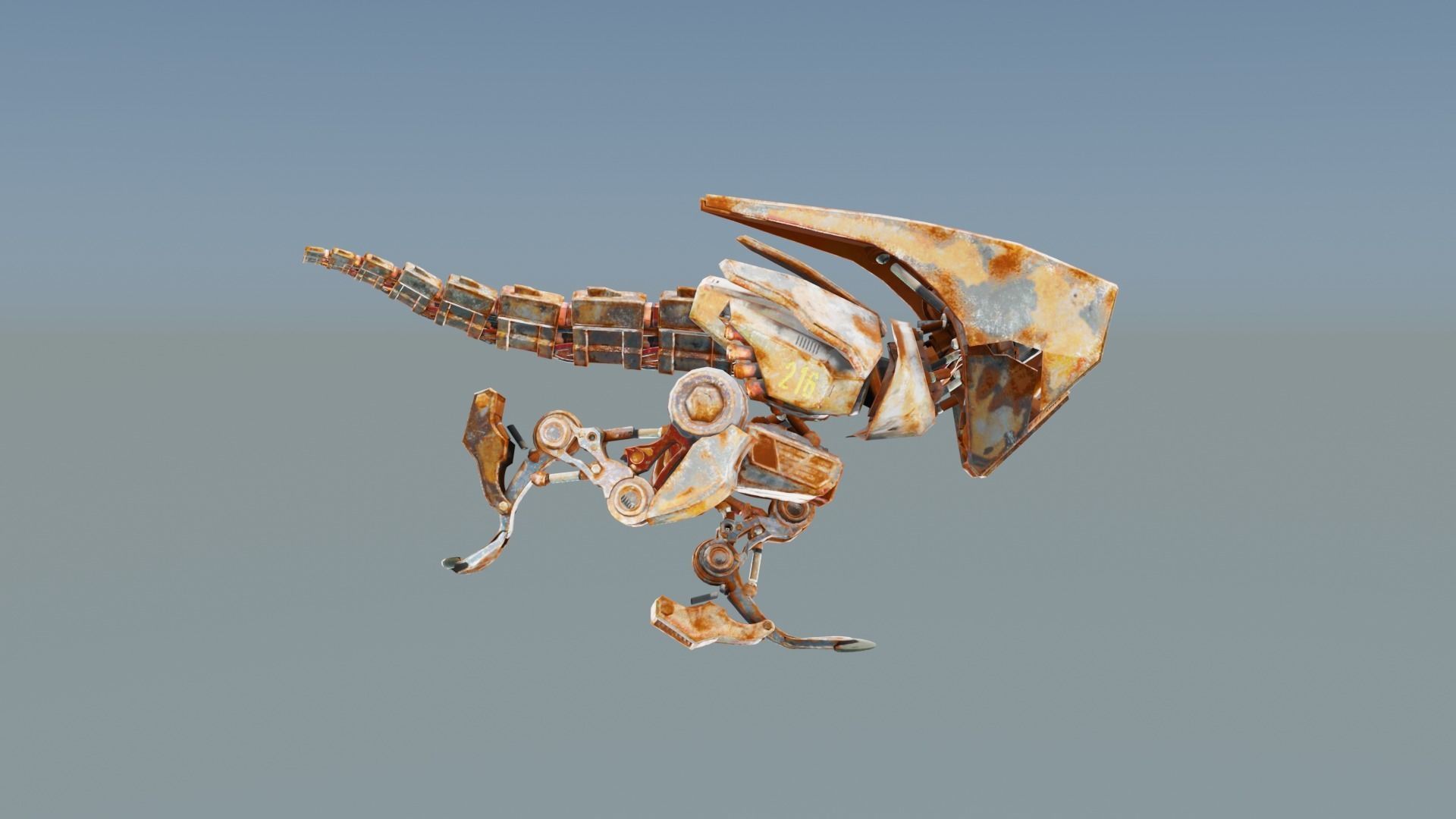 Futuristic Raptoid Dinosaur Rigged Animated Low-poly 3D model_2