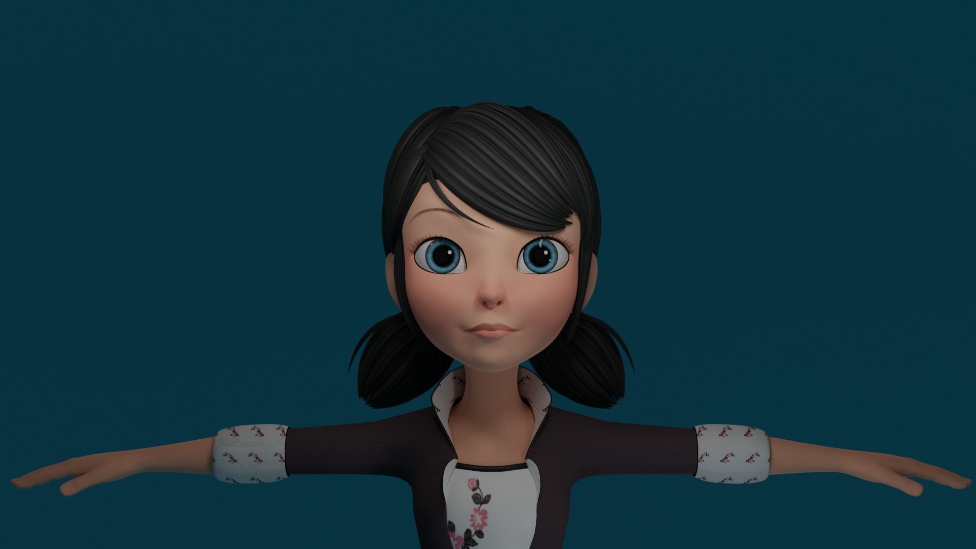 Cartoon Girl Low-poly 3D model_1