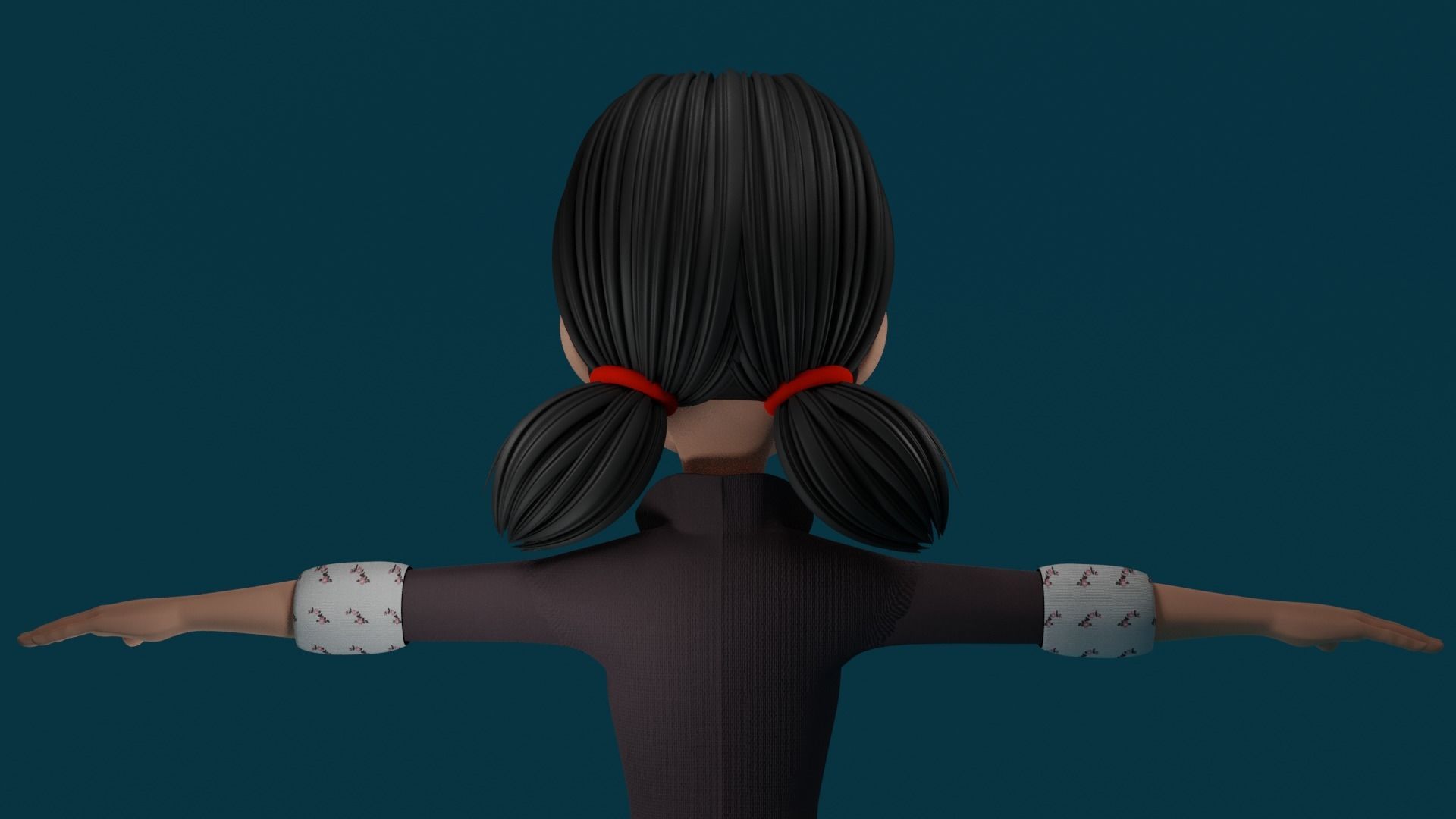 Cartoon Girl Low-poly 3D model_3